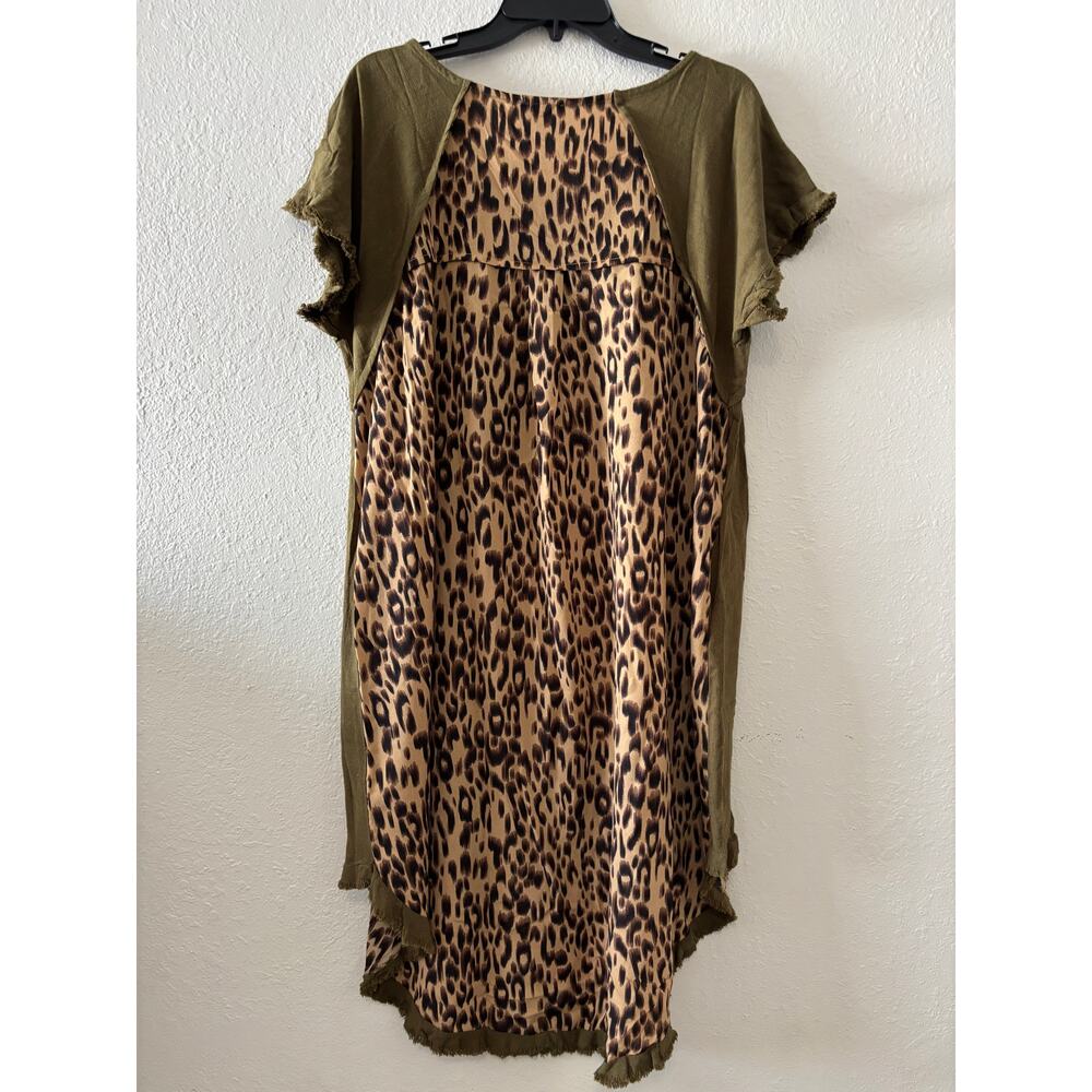 Umgee Linen Dress Animal Print Hi-Lo Shift Dress Womens Size Large - Picture 5 of 5
